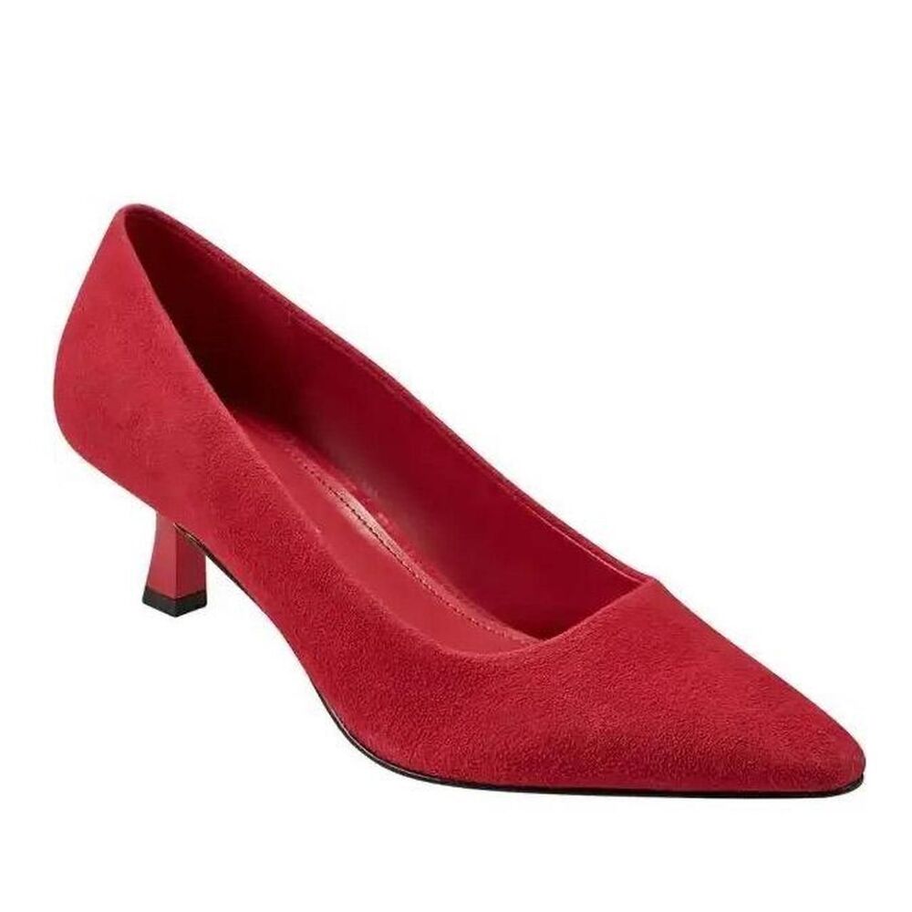 New MARC FISHER Kendri Suede Pointed Toe Kitten Heel Pump in Red Size 6.5
